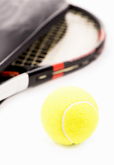 Image showing tennis racquet and ball