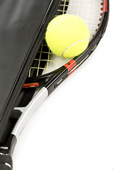 Image showing tennis racquet and ball