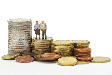 Image showing Seniors with euro coins