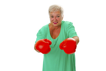 Image showing Female senior boxing