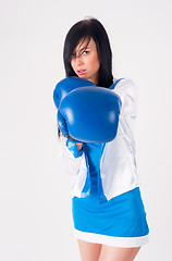 Image showing Pretty girl with boxing gloves