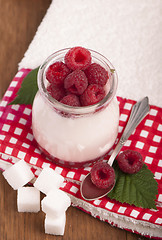 Image showing yogurt sundae with raspberries