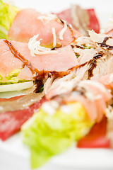 Image showing food salmon anchovy salad