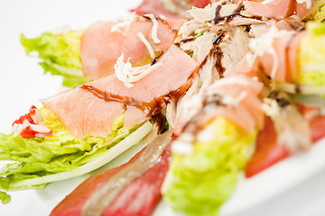 Image showing food salmon anchovy salad