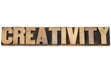 Image showing creativity word in wood type