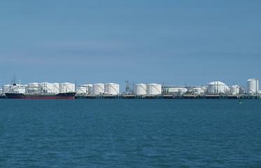 Image showing Harbour with storage tanks