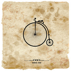 Image showing Vintage postcard. Retro bicycle on Grunge Background