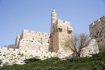 Image showing Tower of david and Jerusalem walls