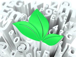Image showing Green Leaves Sign on Alphabet Background.