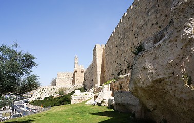 Image showing Tower of david and Jerusalem walls