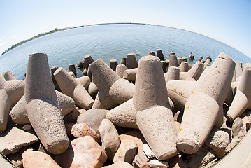 Image showing Concrete breakwater of Baltic sea channel