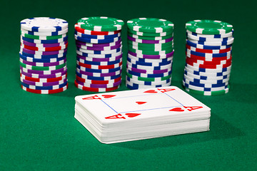 Image showing Poker chips and cards