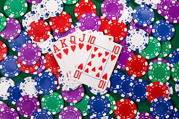 Image showing Poker chips and cards