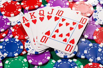 Image showing Poker chips and cards