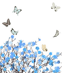 Image showing Blue flowers greeting card