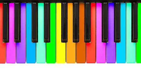 Image showing Rainbow piano keys