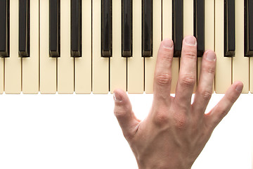 Image showing Piano keyboard with hand