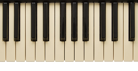 Image showing Old slightly yelow piano keyboard