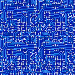 Image showing Blue electronic circuit board with gray solder seamless pattern