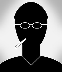 Image showing Smoker portrait - simple silhouette of man with a cigarette