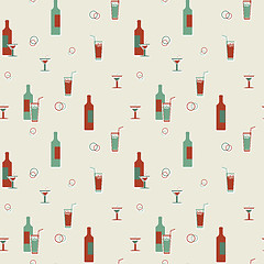 Image showing Alcoholic beverages seamless vintage pattern