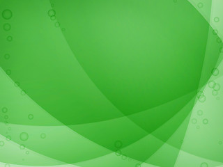 Image showing Green abstract wallpaper with bubbles and curved lines