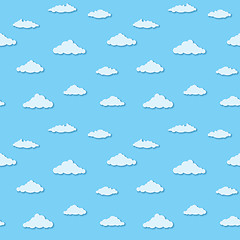 Image showing Seamless pattern - clouds on blue sky