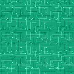 Image showing Seamless pattern - electronic blue circuit board. 