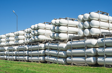 Image showing White industrial butan bottles