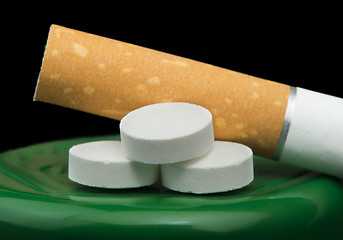 Image showing Cigarette, tobacco and pills