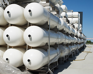 Image showing White industrial butan bottles