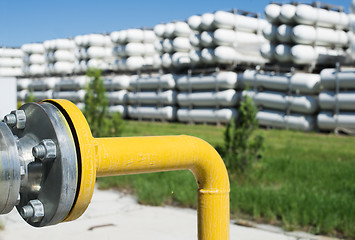 Image showing White industrial butan bottles