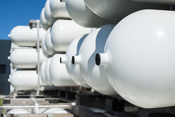 Image showing White industrial butan bottles