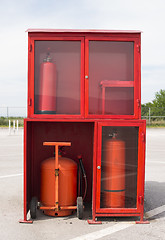 Image showing Fire extinguishers and equipment