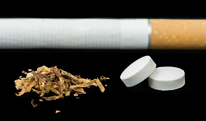 Image showing Cigarette, tobacco and pills