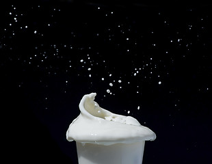 Image showing Splashing milk black isolated