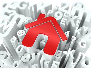 Image showing Red Home Sign on Alphabet Background.