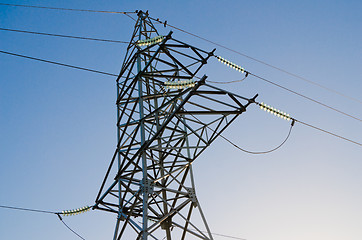 Image showing High-voltage insulators on a pillar of an electric main