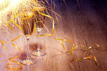 Image showing Pair glasses of champagne