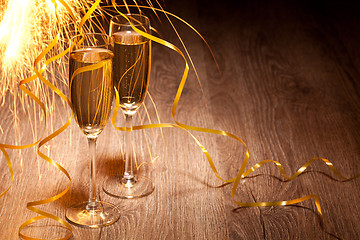 Image showing Flutes of champagne