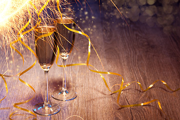 Image showing Pair glasses of champagne