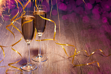 Image showing Pair glasses of champagne