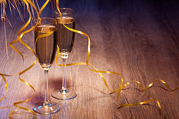 Image showing Pair glasses of champagne