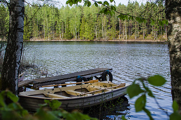 Image showing Rowing boat at a calm lake