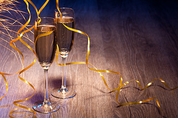 Image showing Pair glasses of champagne