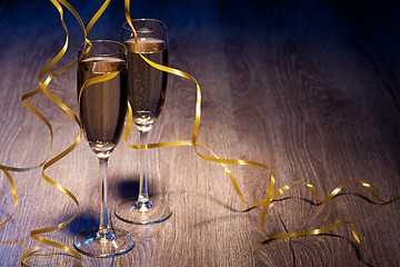 Image showing Pair glasses of champagne