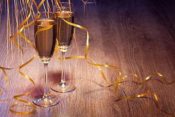 Image showing Pair glasses of champagne