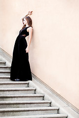 Image showing beautiful woman in long dress fashion outdoor