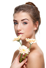 Image showing attractive natural woman beauty portrait flower isolated