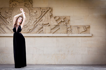 Image showing beautiful woman in long dress fashion outdoor